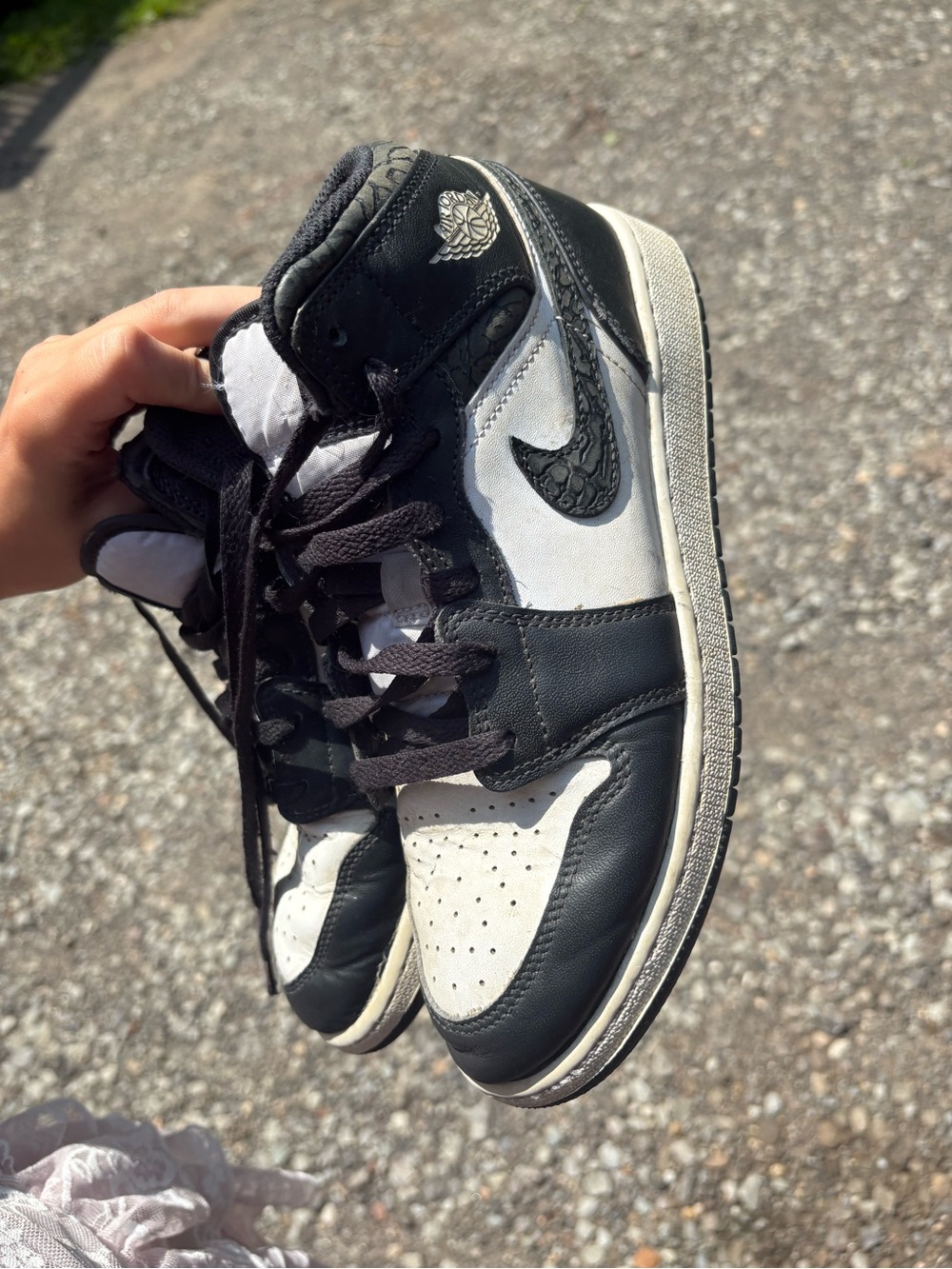 Youth 6 Nike Air Jordan Black and White Y6